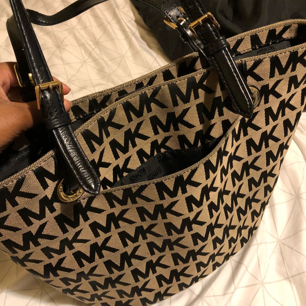 Beige Monogram Michael Kors Tote